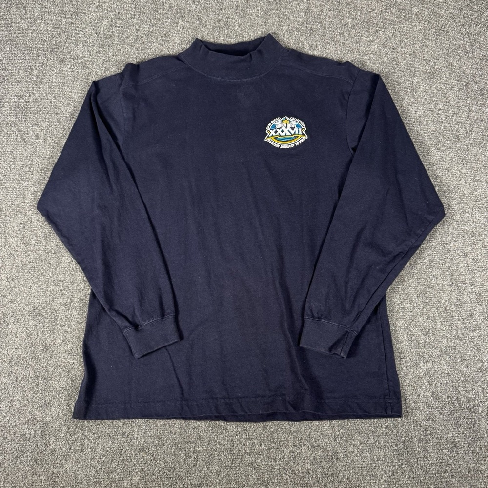 2003 Super Bowl XXXVII NFL Navy Mock Turtleneck Shirt Mens Medium San Diego Y2K - Picture 1 of 7